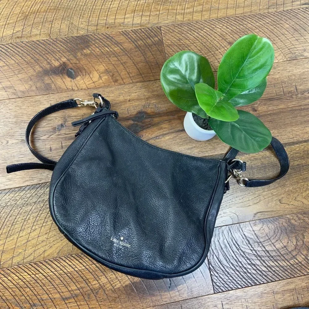 KATE SPADE Vivian hobo black pebbled leather bag purse handbag
